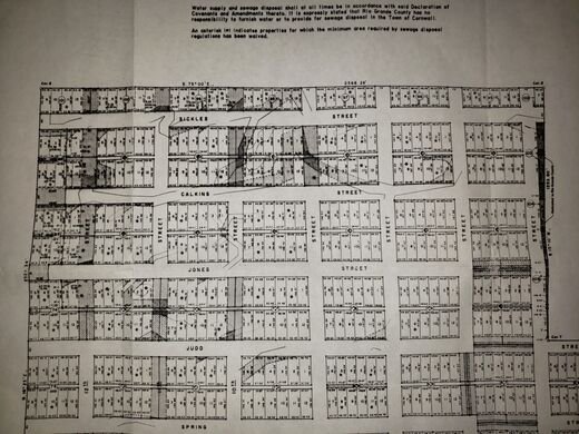 Surveyed plat sheet showing numbered lots and streets